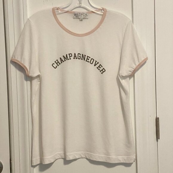 Wildfox Champagneover Tee White L NWOT - Picture 2 of 7